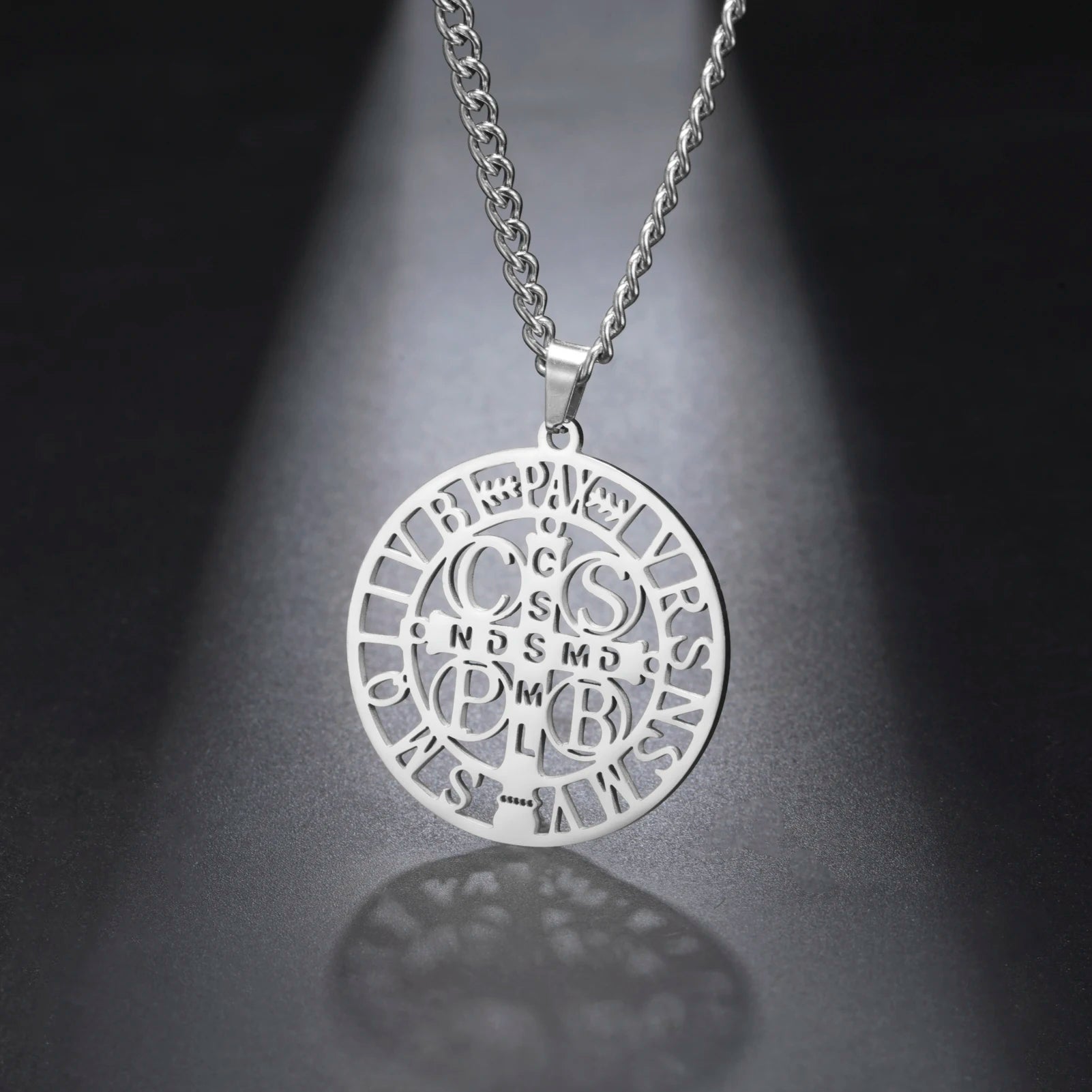 Sipuris St. Benedict's Cross Hollow Pendant Necklace For Women Men Michael Medal Charm Amulet Religious Jewelry
