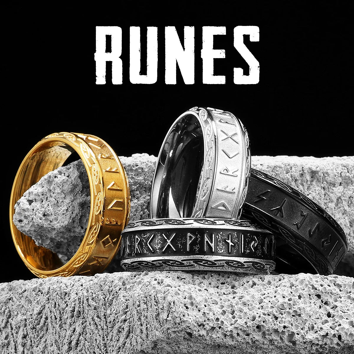 Viking Rune Ring — Stainless Steel