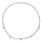 2025 New Iced Out Bling Heart Pendant Necklace Silver Color AAA Zircon 5mm Tennis Chain Charm Women Men Hip Hop Fashion