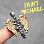 Archangel Pendant 316L Stainless Steel St.Michael Wings Necklaces Men Powerful Amulet Chain Punk Jewelry Best Gift Dropshipping