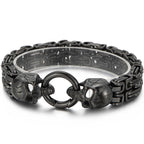 Gothic Skull Bracelet For Man 316L Stainless Steel Skeleton Charm Double Link Chain Men's Bracelets Male Cool On Hand