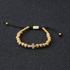 Cross Beaded Bracelet for Men and Women — Stainless Steel