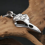 Vintage Fashion Vikings Compass Crow Head Pendant Necklace For Men Stainless Steel Nordic Animal Skull Necklaces Biker