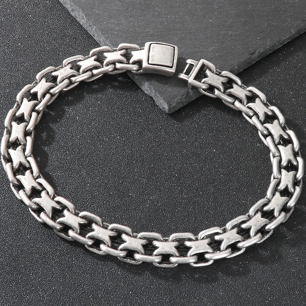 Vintage 50CM Long 20MM Width Choker Necklace Man Solid Polished Matte Stainless Steel Link Chain Necklaces for Men Male