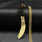 Islam Broadsword Stainless Steel Chain Necklaces Gold Color Long Necklace Pendant Men Jewelry colier homme N437S05