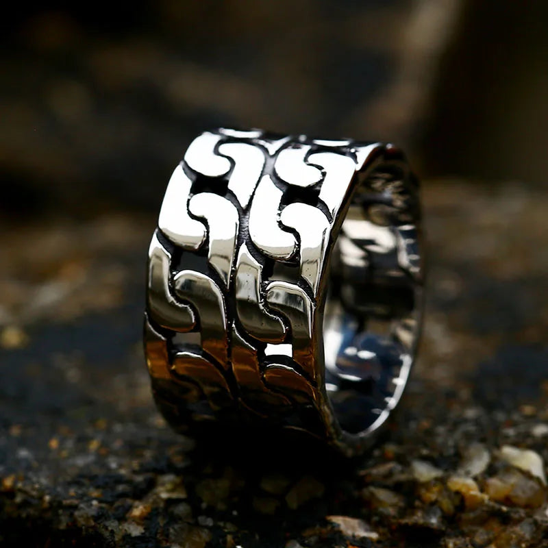 Wide Twist Knitting Ring — Stainless Steel
