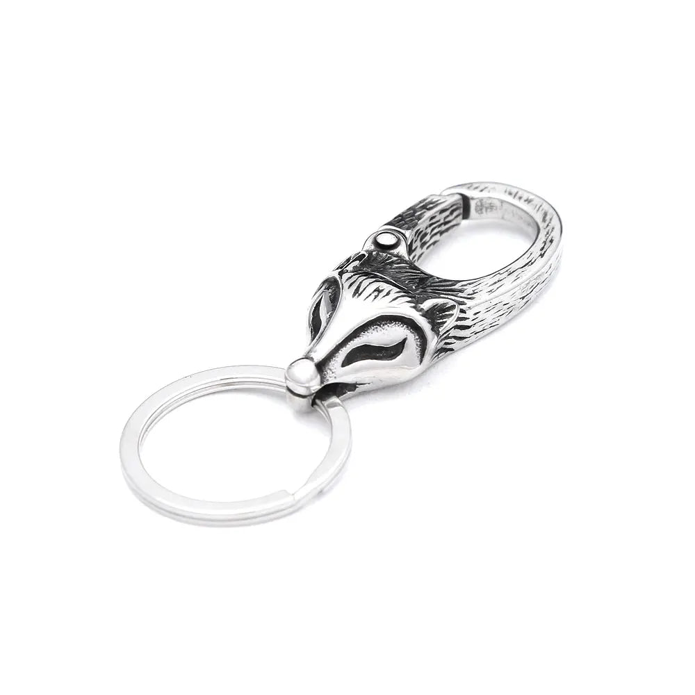 Viking Dragon Head Keychain — Stainless