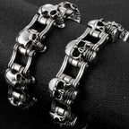 Men's Bike Chain Skull Bracelet Masculine Heavy Stainless Steel Skeleton Head Bracelets Party Accessories for Rapper