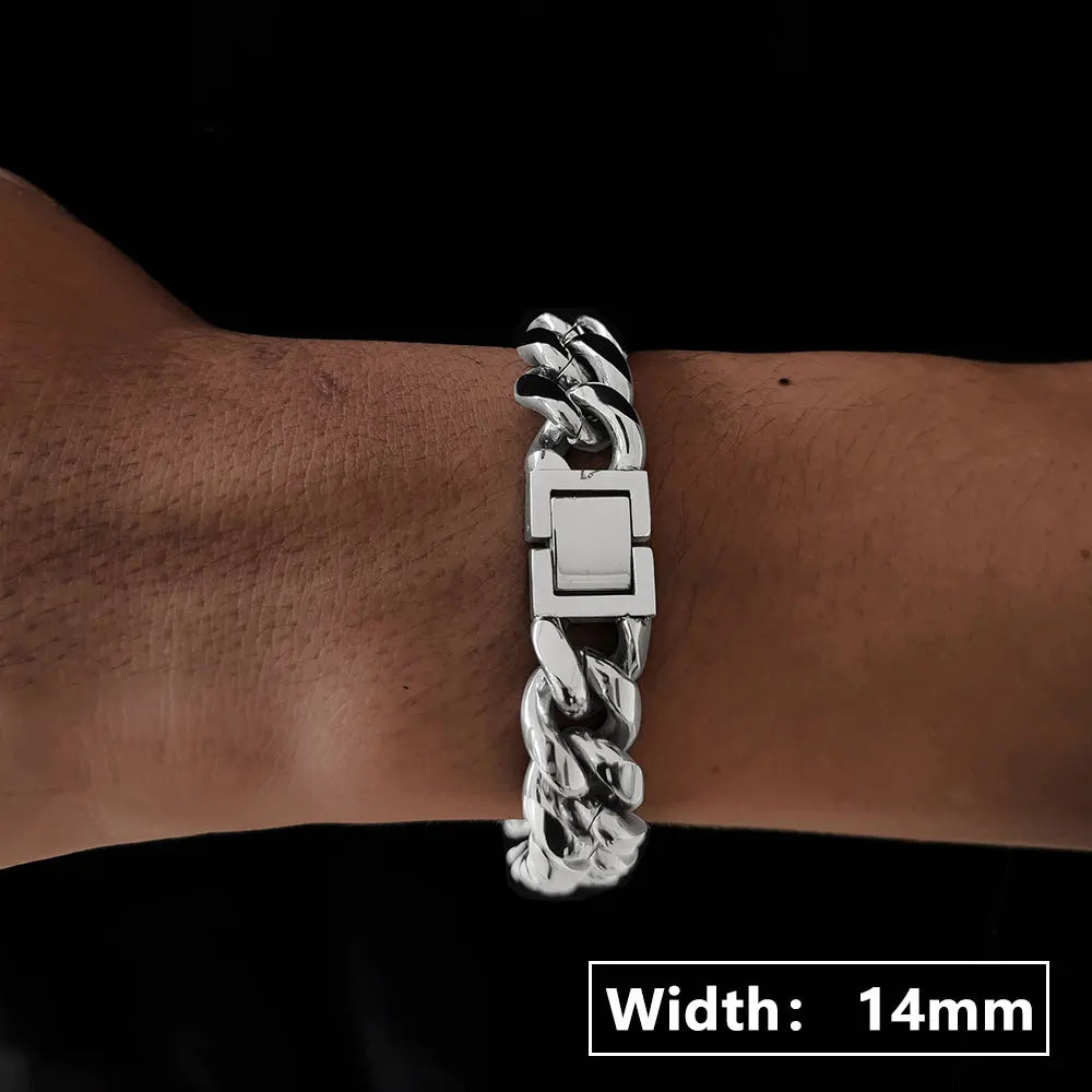 Black Cuban Chain Bracelet Stainless Steel Miami