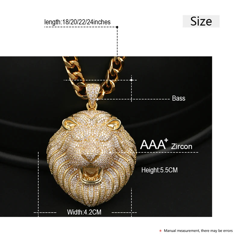 Iced Out Lion Rope Chain Pendant