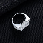 Iced Out Pentagram Ring — 14K Gold