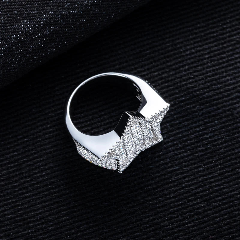 Iced Out Pentagram Ring — 14K Gold