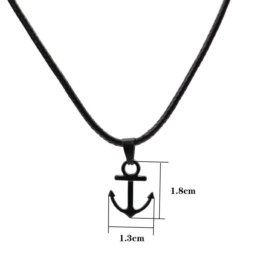 Marine Series Anchor Rudder Pendant Necklace Men Durable Wax Thread 24Inches Long Neck Jewelry Outdoor Surfing Beach