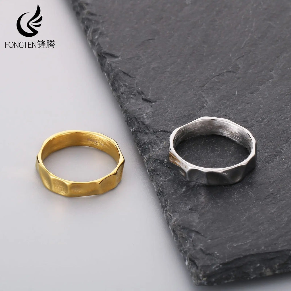 Thin Geometric Band Ring — Stainless Steel