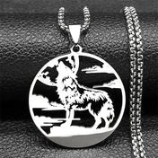 Howling Wolf Pendant Necklace — Stainless Steel