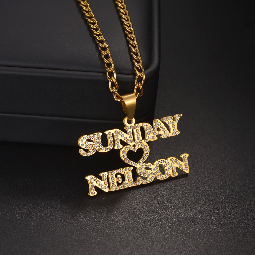 Multiple Styles Personalized Custom 2 Names Necklace Stainless Steel For Men Women Big Size Pendant Christmas Jewelry Gifts