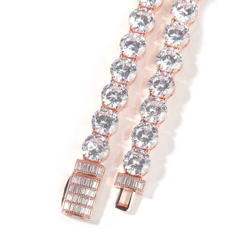UWIN Iced Cubic Zircon Tennis Chain Necklace for Men 10mm Tennis Necklace with Baguettecz Spring Clasp Fashion Jewelry