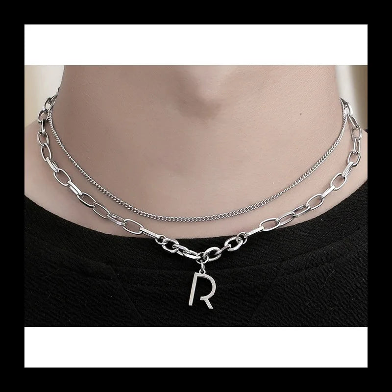 Double Layer Stacked Necklace — Stainless