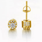 Two-Tone Iced Out Stud Earrings CZ