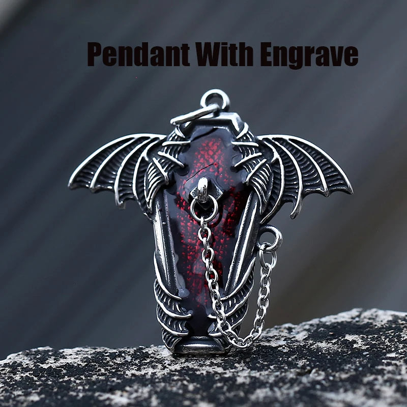 Gothic Bat Stainless Steel Pendant Necklace