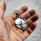 Magic Mirror Necklace Stainless Steel Men Skull Pendant Chain Vintage Punk Rock Hip Hop Rap for Friend Jewelry Gift