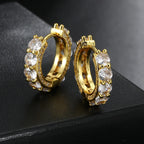 Gold Iced Out Huggie Hoop Earrings Zircon