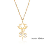 Unalome Lotus Flower Pendant Necklace — Stainless Steel Chain