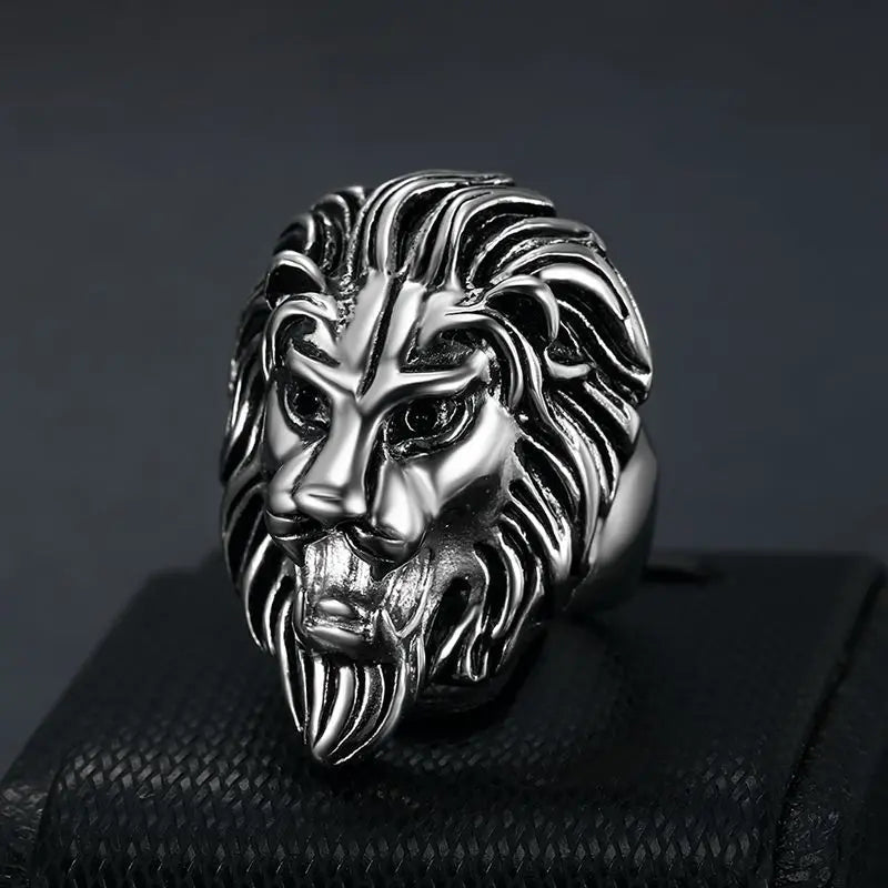 Lion Head Steel Ring 316L Animal Style Finger