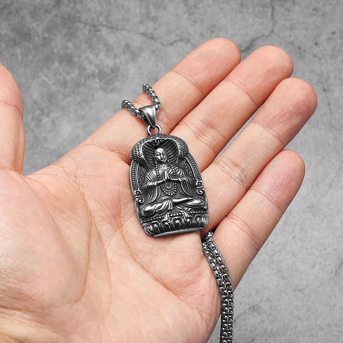 Buddha Pendant Chain Necklace — Stainless Steel