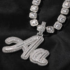 TBTK Custom Baguettecz Cursive Letter Name Pendant Iced Out Cubic Zirconia Personalized Chain Necklace Hiphop Jewelry