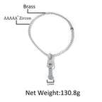 Iced Out Zipper Necklace — Two-Tone CZ Pave, 28 Inch