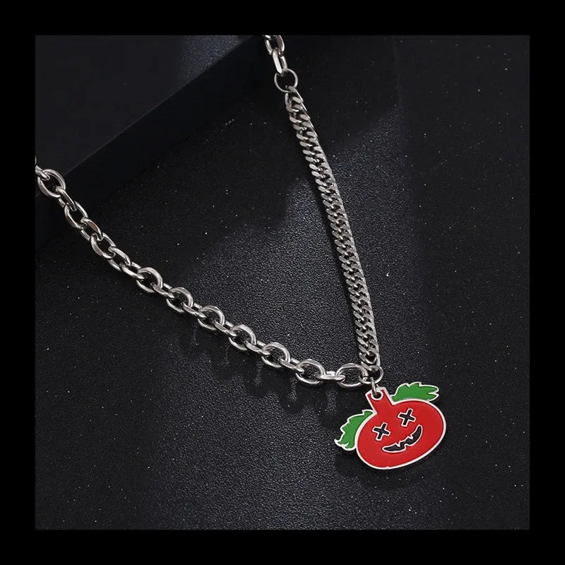 Ghost Pumpkin Pendant Necklace — Stainless