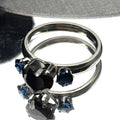 Gothic Heart Silver Ring Blue Rhinestones Finger