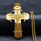 Big Cross Jesus Necklace for Man Stainless Steel Gold Color Christ God Chain Necklaces Christmas Gift Jewelry collar