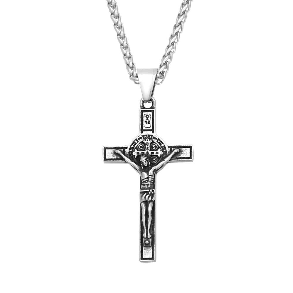 Jesus Cross Stainless Steel Pendant Necklace