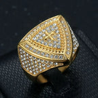 All Bling 5A Zircon Triangular Stainless Steel Rings for Men Cool Trendy Filled Titanium HIPHOP Finger Bands
