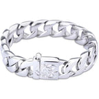 16MM Wide Gold Color Stainless Steel Curb Chain Man Bracelet Male Skull Head Bikers Jewelry Friendship Men's Bracelets