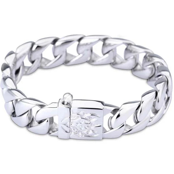 16MM Wide Gold Color Stainless Steel Curb Chain Man Bracelet Male Skull Head Bikers Jewelry Friendship Men's Bracelets
