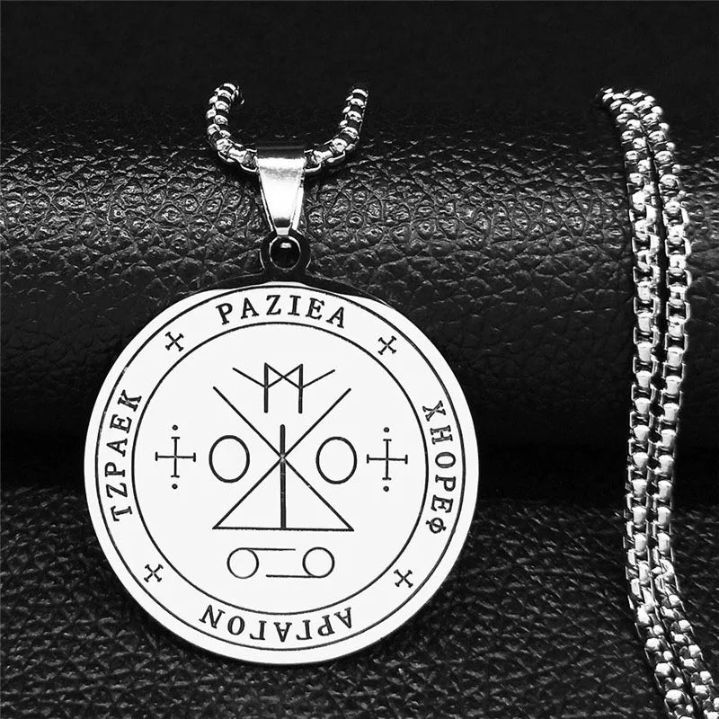 Angel Raziel Silver Pendant Necklace — Stainless Steel
