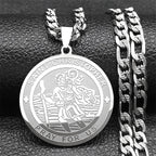 Jesus Saint Christopher Pendant Necklace — Stainless Steel