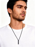 Hiphop Vertical Necklace for Men Boys,Stainless Steel Long Bar Pendant,Classic Punk Jewelry Gift