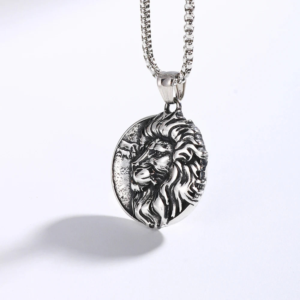 Wolf Tiger Lion Pendant Necklace — Stainless Steel