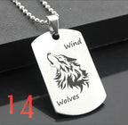 Wolf Dog Tag Pendant Necklace — Stainless Steel