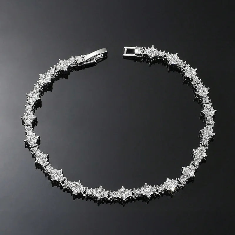 Round Stone Star CZ Bracelet — Stainless Steel