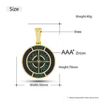 Trendy Round Zircon Copper Pendant Necklace for Men Fine Hip Hop Jewelry Pendant with Rope Chains