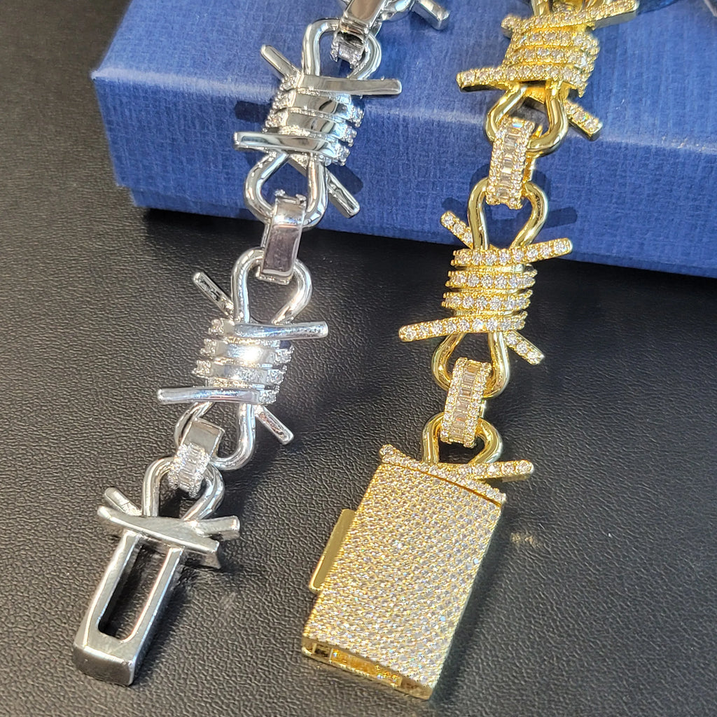 Fully Icy Bracelet Personalized Spike Necklace Gothic Jewelry Gifts For Him Her Infinite Link Chain Party Accessories