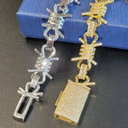 Fully Icy Bracelet Personalized Spike Necklace Gothic Jewelry Gifts For Him Her Infinite Link Chain Party Accessories