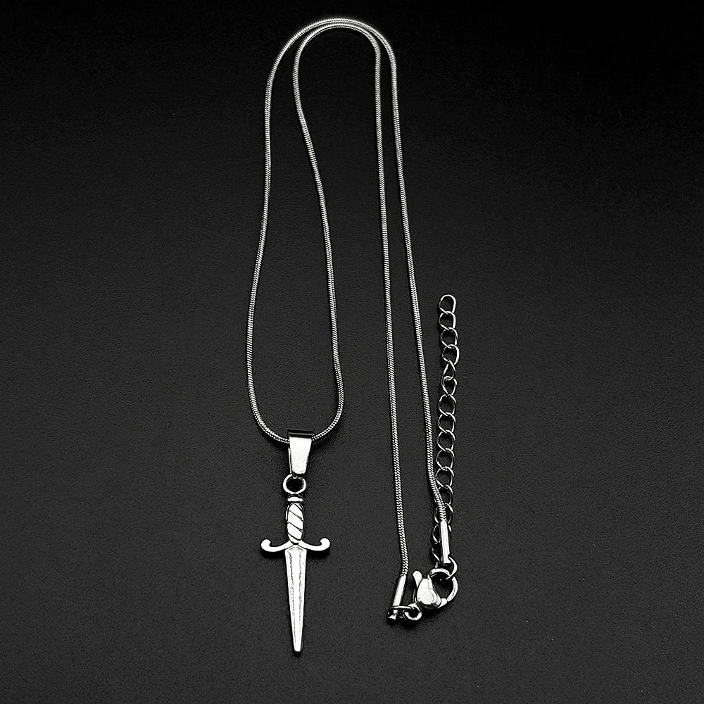 Punk Rock Sword Cross Pendant Necklaces Retro Gothic Knife Necklace Hip Hop Rapper Simple Jewelry For Women Men Gifts