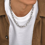Bold Rectangle Chain Necklace — Stainless