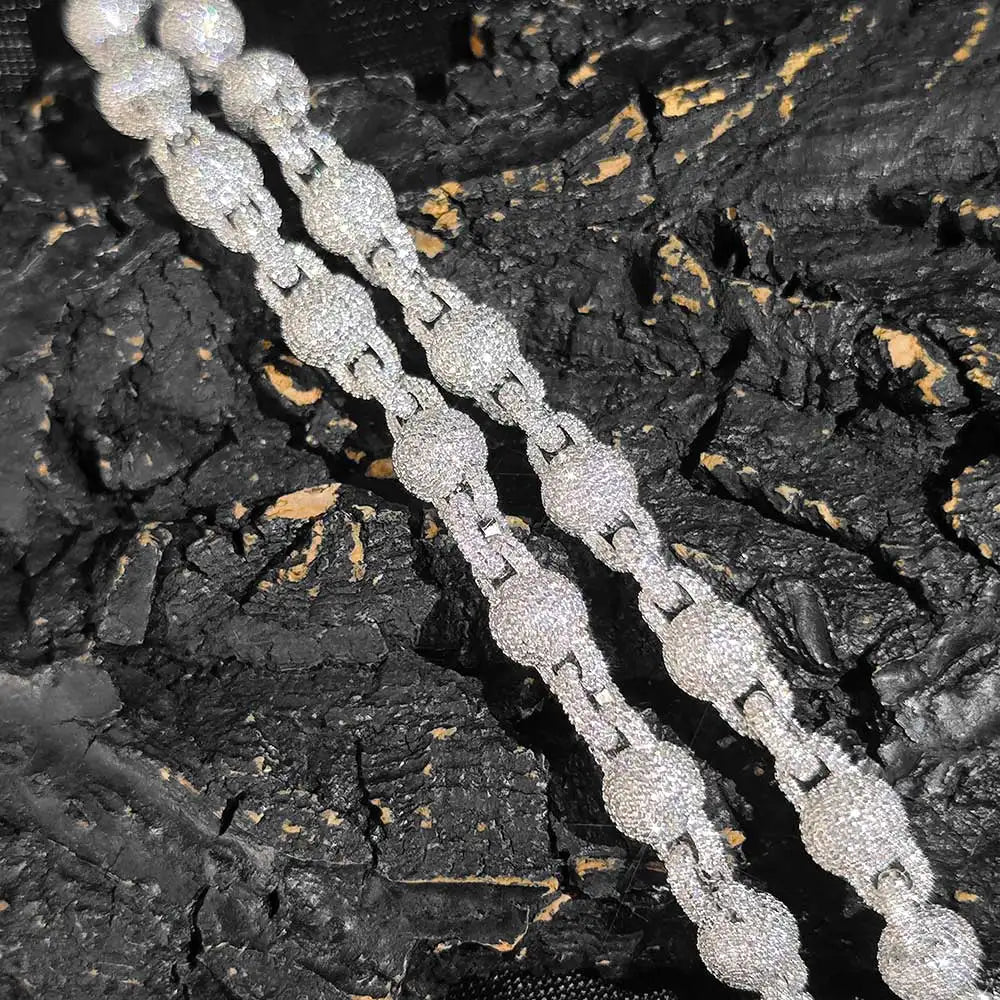 Iced Out Bead Choker Necklace 10.5MM Stainless Steel
